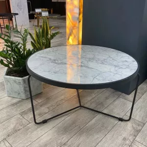 Журнальный столик из мрамора Bianco Carrara